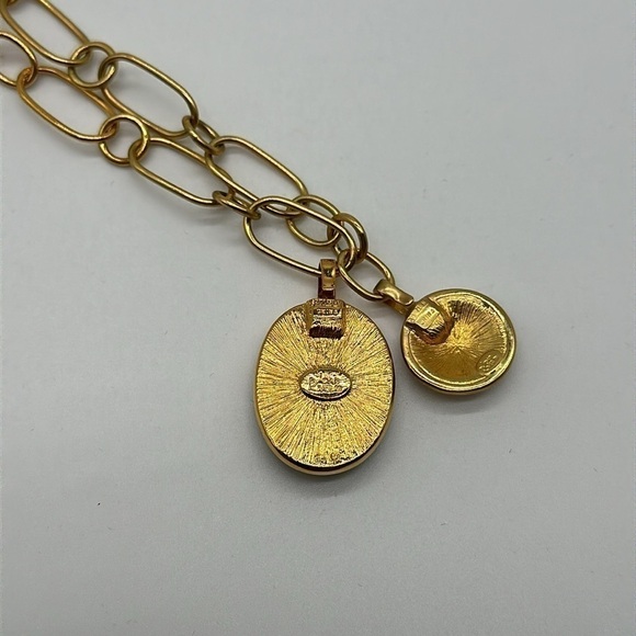 Joan Rivers Signed Gold Chain Necklace Black Stone & Crystal Pendants - Picture 7 of 7